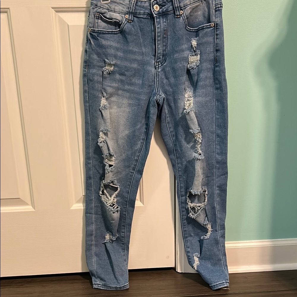 Blue Skinny Ripped Denim Pants